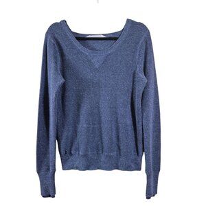 Athleta Sweater Womens L Blue Cotton Pullover Long Sleeve Thermal Knit Top